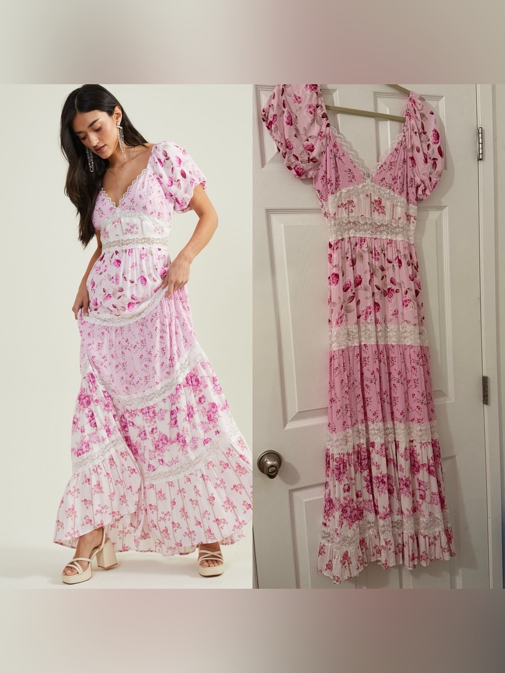 Altar’d State Darianne Pink Floral Maxi Dress